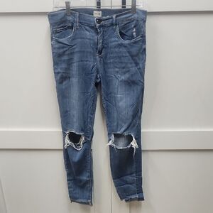 Sneak Peek Blue Distressed Ankle Jeans